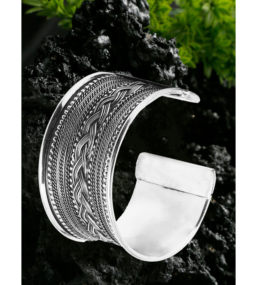 YouBella Jewellery Celebrity Inspired Silver Plated Cuff Bracelet for Girls and Women